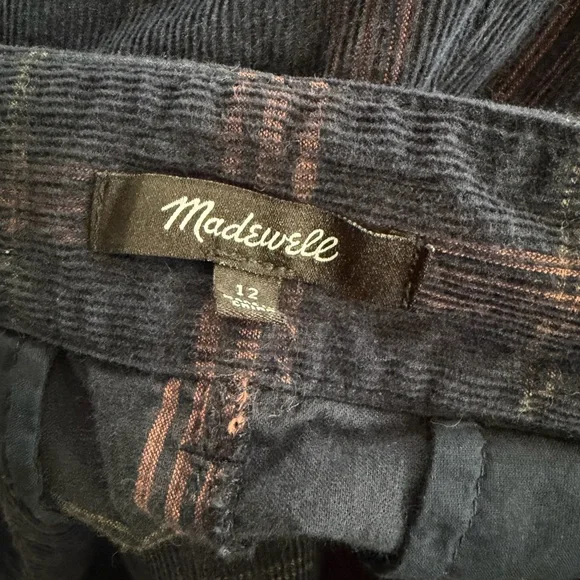 Madewell Corduroy Pleated Wide-Leg Pants in Windowpane - Blue Multi Plaid - Picture 9 of 11